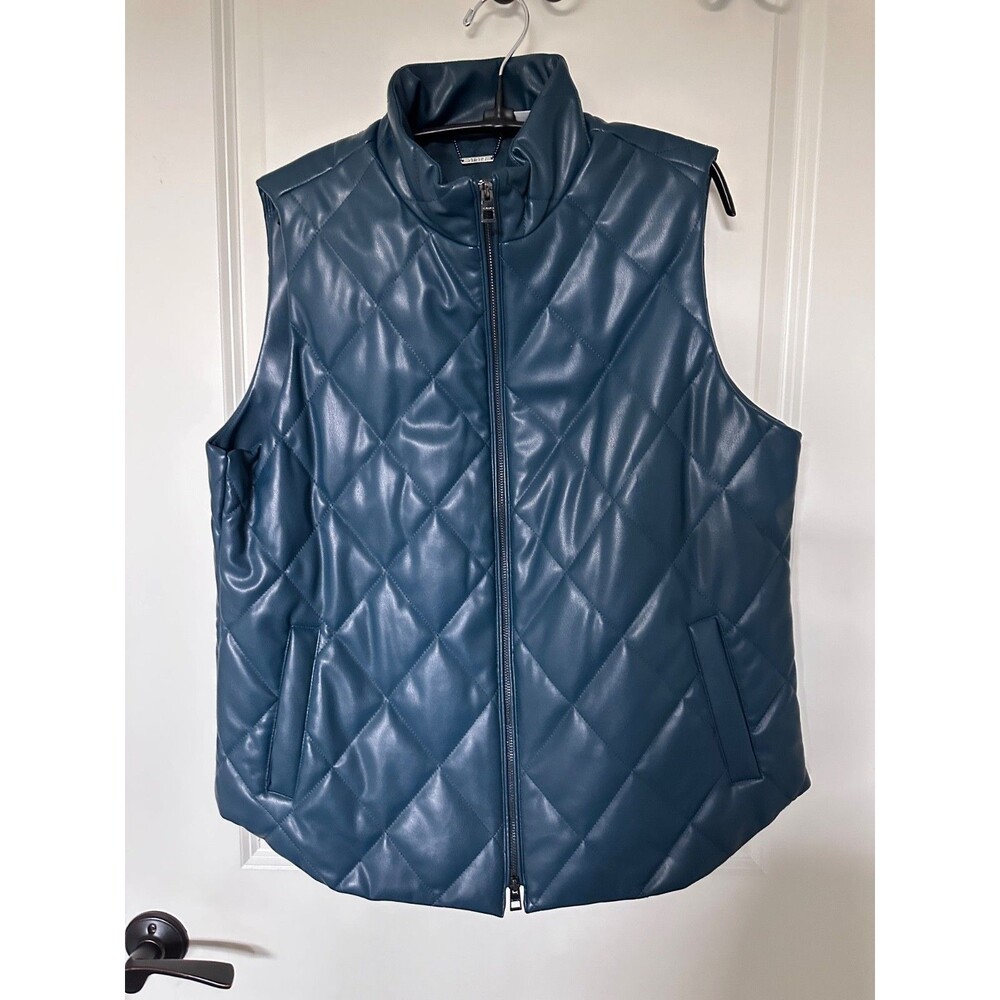 Chico’s Deep Teal Faux Leather Vest Chico’s 2 (Large / US 12) NWOT - Picture 2 of 9